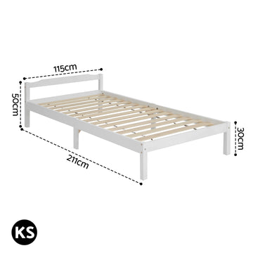 Artiss Bed Frame King Single Size Wooden White LEXI - 0