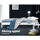 Artiss Bed Frame Double Size Wooden White JADE-6