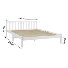 Artiss Bed Frame Queen Size Wooden White SOFIE - 0