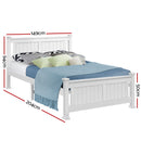 Double Size Wooden Bed Frame - White-3