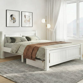 Double Size Wooden Bed Frame - White