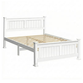 Double Size Wooden Bed Frame - White - 0