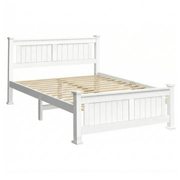 Double Size Wooden Bed Frame - White - 0