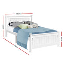 King Single Wooden Bed Frame - White-2