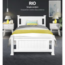 Single Size Wooden Bed Frame - White-4