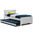 Artiss Bed Frame King Single Size Wooden Trundle Daybed White ELVIS-1