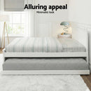Artiss Bed Frame King Single Size Wooden Trundle Daybed White ELVIS-7