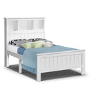 Artiss Bed Frame King Single Size Wooden with 3 Shelves Bed Head White-1