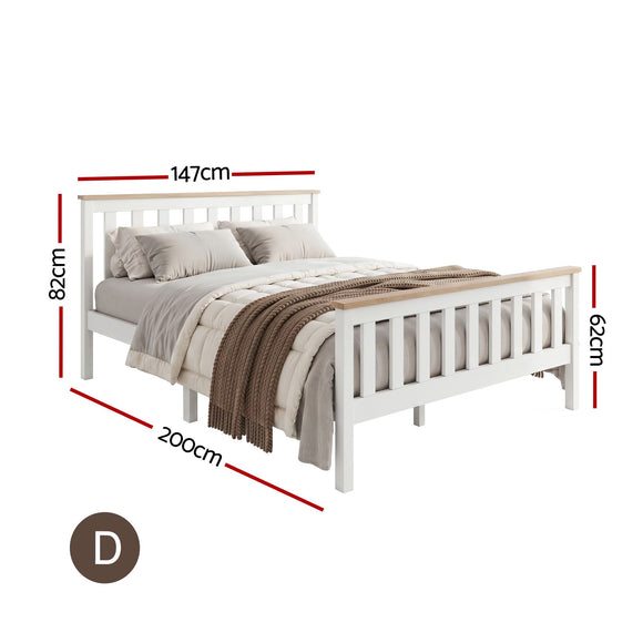 Artiss Double Full Size Wooden Bed Frame PONY Timber Mattress Base Bedroom Kids