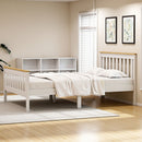 Artiss Bed Frame Single Size Wooden Platform with 2 Storage Drawers White PONY-9