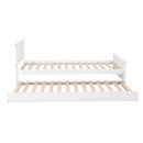 Artiss Single Bed Frame with Trundle Solid Wood Toddler Bunk Bed with Headboard White-3