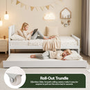 Artiss Single Bed Frame with Trundle Solid Wood Toddler Bunk Bed with Headboard White-4
