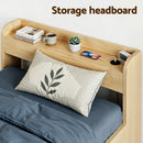Artiss King Single Bed Frame with 2 Drawers Platform Bed with Headboard Bed Base with USB Ports Natural-5