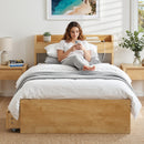 Artiss King Single Bed Frame with 2 Drawers Platform Bed with Headboard Bed Base with USB Ports Natural-8