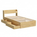 Artiss King Single Bed Frame with 2 Drawers Platform Bed with Headboard Bed Base with USB Ports Natural-9