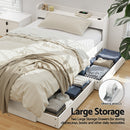 Artiss Bed Frame King Single Size with Charging Ports and 2 Drawers AURA-7