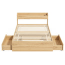 Artiss Single Bed Frame with 2 Storage Drawers Platform Bed Base with USB Ports Sturdy Wooden Slat Support Natural-3