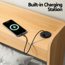Artiss Single Bed Frame with 2 Storage Drawers Platform Bed Base with USB Ports Sturdy Wooden Slat Support Natural-5