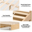 Artiss Single Bed Frame with 2 Storage Drawers Platform Bed Base with USB Ports Sturdy Wooden Slat Support Natural-8