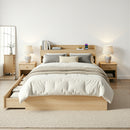 Artiss Single Bed Frame with 2 Storage Drawers Platform Bed Base with USB Ports Sturdy Wooden Slat Support Natural-9