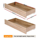 Artiss 2pcs Under Bed Storage with Wheels Rolling Wooden Drawers King Single & Queen-2