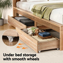 Artiss 2pcs Under Bed Storage with Wheels Rolling Wooden Drawers King Single & Queen-5