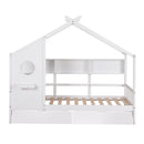 Artiss Kids Single Bed Frame with 3 Storage Bookcase & 2 Drawers House Bed Solid Wood Montessori Bed Easy Assembly White-3