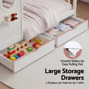 Artiss Kids Single Bed Frame with 3 Storage Bookcase & 2 Drawers House Bed Solid Wood Montessori Bed Easy Assembly White-5