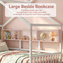 Artiss Kids Single Bed Frame with 3 Storage Bookcase & 2 Drawers House Bed Solid Wood Montessori Bed Easy Assembly White-6