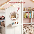 Artiss Kids Single Bed Frame with 3 Storage Bookcase & 2 Drawers House Bed Solid Wood Montessori Bed Easy Assembly White-7