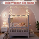 Artiss Kids Single Bed Frame with 3 Storage Bookcase & 2 Drawers House Bed Solid Wood Montessori Bed Easy Assembly White-8