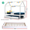 Artiss Wooden Bed Frame Single Size Mattress Base Pine Timber Platform White HOLY-2