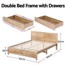 Artiss Double Bed Frame with 2 Drawers Bedroom Furniture-3