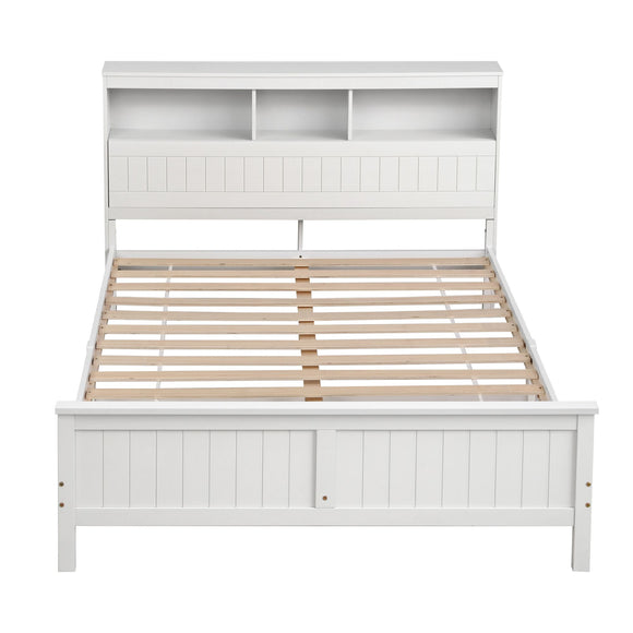 Artiss Queen Bed Frame with Storage Headboard and Footboard Wooden Bed Base White