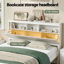 Artiss Queen Bed Frame with Storage Headboard and Footboard Wooden Bed Base White-4
