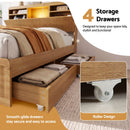 Artiss King Single Bed Frame with Storage, 4 Drawers, USB and Night Light Natural-6