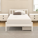 Artiss Bed Frame Single Size Wooden Platform with 2 Storage Drawers White SOFIE-8