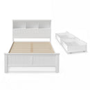 Artiss Bed Frame Double Size Wooden with 3 Shelves Bed Head White-3