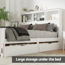 Artiss Bed Frame Double Size Wooden with 3 Shelves Bed Head White-5