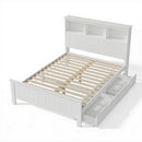Artiss Bed Frame Double Size Wooden with 3 Shelves Bed Head White-7
