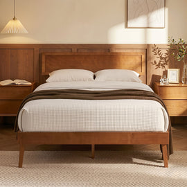 Artiss Bed Frame Queen Size Wooden Bed Base Walnut SPLAY