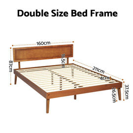 Artiss Bed Frame Queen Size Wooden Bed Base Walnut SPLAY - 0