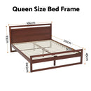 Artiss Bed Frame Queen Size Wooden Walnut WITTON-2
