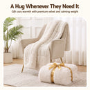 Giselle Faux Fur Weighted Blanket 2 Sided Long Pile Sherpa Reverse Cream 5.5KG 120 x 180cm-7