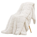 Giselle Faux Fur Weighted Blanket 2 Sided Long Pile Sherpa Reverse Cream 5.5KG 120 x 180cm-8