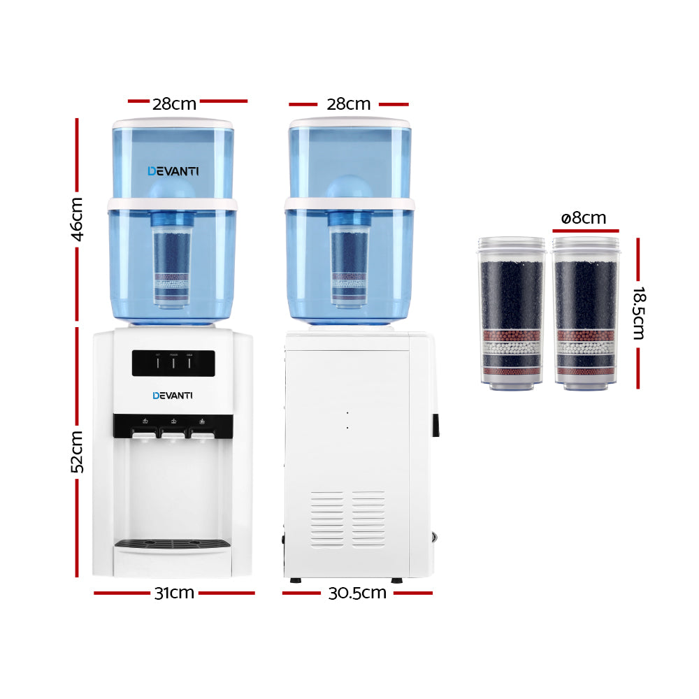 Devanti Water Cooler Dispenser Bench Top 22L w/2 Filter - 0
