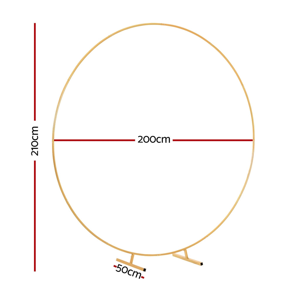 2M Round Backdrop Stand Wedding Background Decoration Party Flower Balloon Display - 0