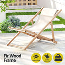 Gardeon Outdoor Deck Chair Wooden Sun Lounge Folding Beach Patio Furniture Beige-4