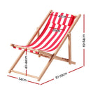 Gardeon Outdoor Deck Chair Wooden Sun Lounge Folding Beach Patio Furniture Red-2