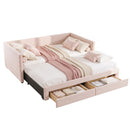 Artiss King Single Extendable Daybed with 2 Storage Drawers and USB, Pink-2